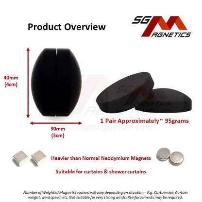 Weighted Magnets - Silicone Coated Rubber Waterproof Curtain Shower Heavy Magnet