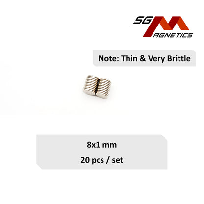 8x1mm N35 - Neodymium Disc Magnets - 20pcs