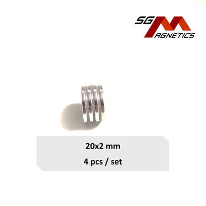20x2mm N35 - Neodymium Disc Magnets - 4pcs