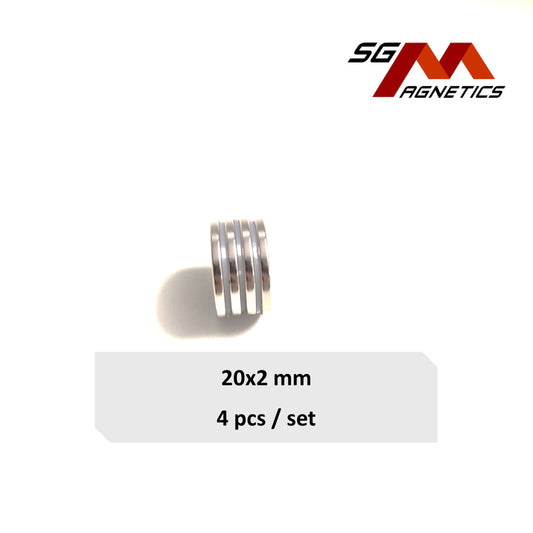 20x2mm N35 - Neodymium Disc Magnets - 4pcs