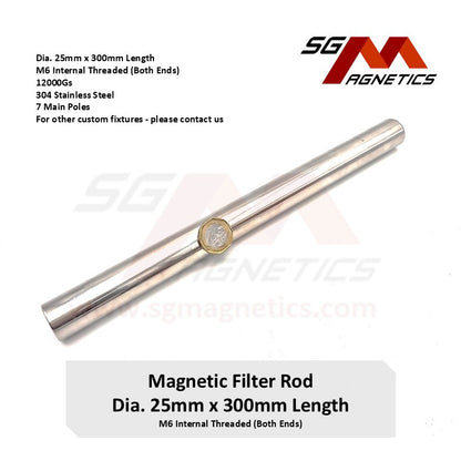 (Old Model) 300mm Magnetic Filter Rod 12000GS - 25mm 1" Stainless Steel Magnet