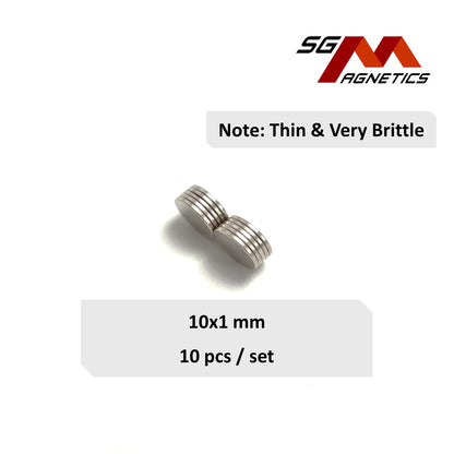 10x1mm N35 - Neodymium Disc Magnets - 10pcs