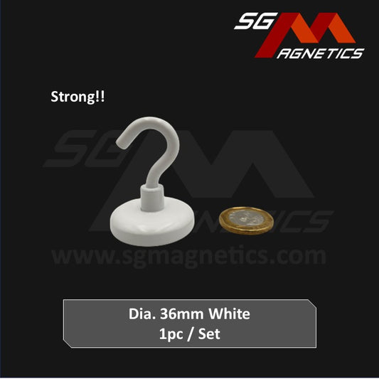 36mm White Hook Pot SGNPE36 - Neodymium Magnet - 1pc