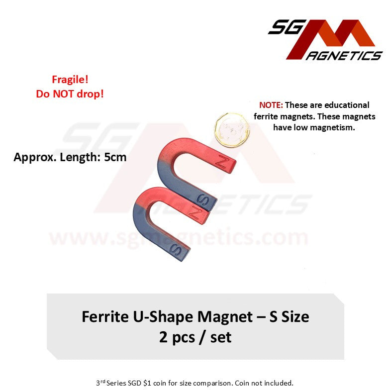 L50mm S U-Shape - Educational Magnets - Ferrite U-Shape Magnet - 2pcs