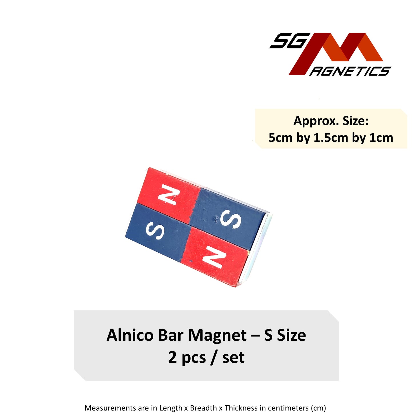 AlNiCo3 Bar Magnet - S Size - 50x15x10mm - 1 pair