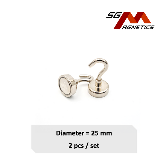 25mm Hook Pot SGNPE25 - Neodymium Magnet - 2pcs