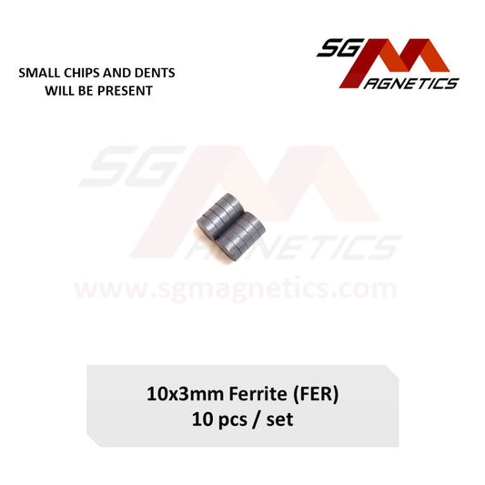 10*3mm - Ferrite Ceramic Disc Magnets - 10pcs