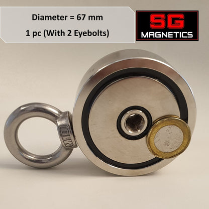 D67 Neodymium Pot Magnet SGNFD67 - Dual Eyebolt - 1pc