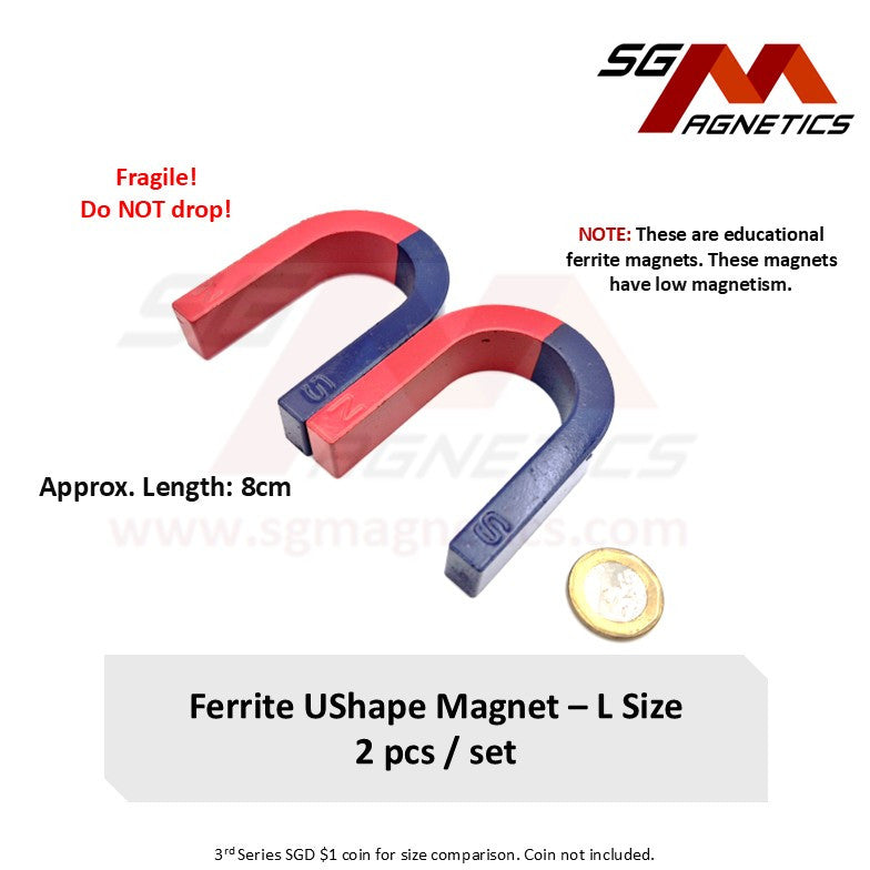 L80mm L U-Shape - Educational Magnets - Ferrite U-Shape Magnet - 2pcs