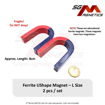 L80mm L U-Shape - Educational Magnets - Ferrite U-Shape Magnet - 2pcs