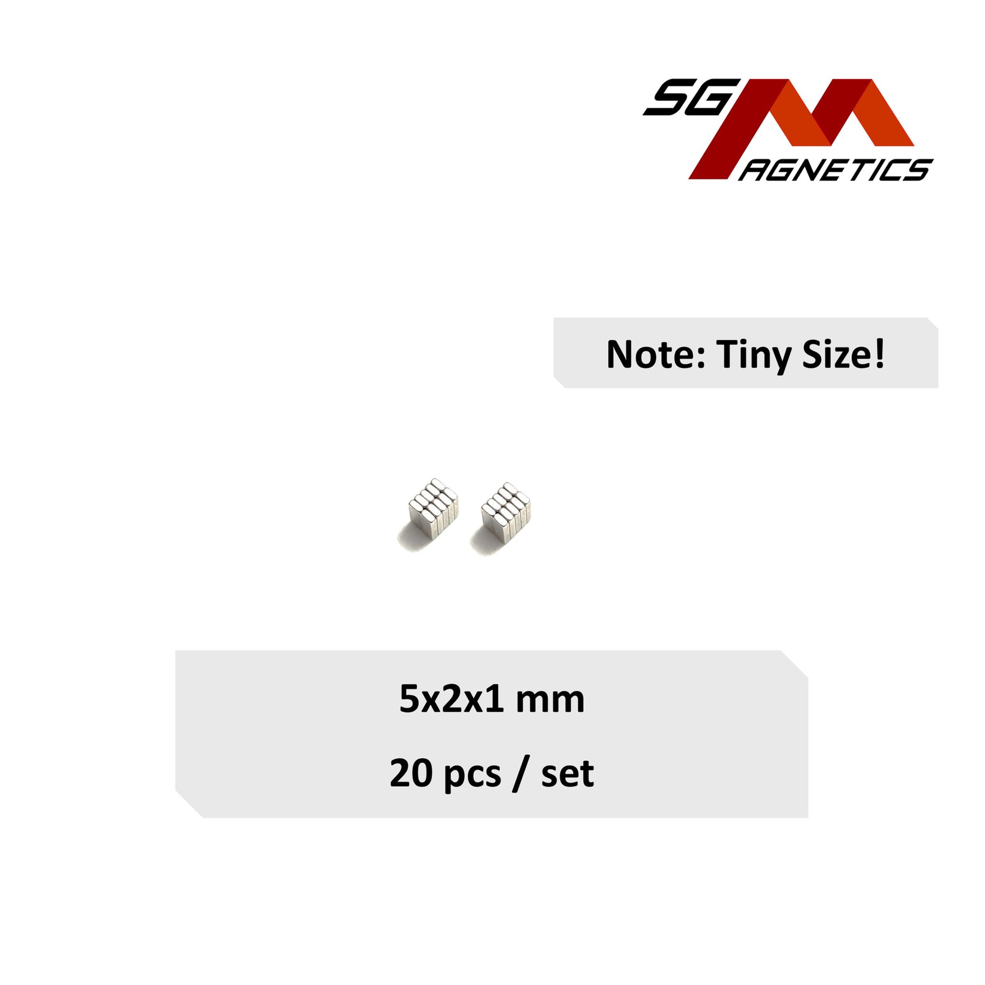 5x2x1mm N35 - Neodymium Block Magnets - 20pcs