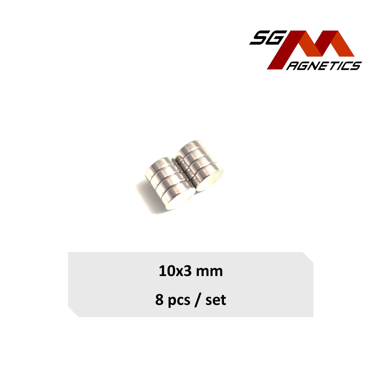 10x3mm N35 - Neodymium Disc Magnets - 8pcs