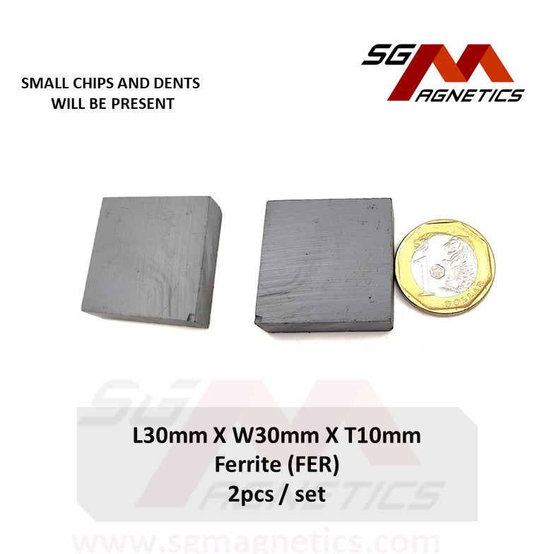 30*30*10mm - Ferrite Ceramic Block Magnets - 2pcs