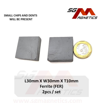 30*30*10mm - Ferrite Ceramic Block Magnets - 2pcs