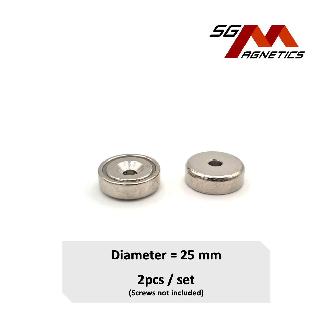 25mm Countersunk Pot SGNPA25 - Neodymium Magnet - 2pcs