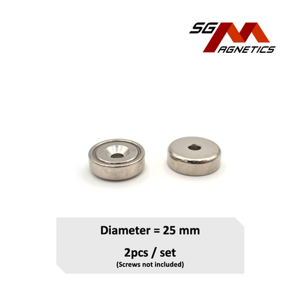 25mm Countersunk Pot SGNPA25 - Neodymium Magnet - 2pcs