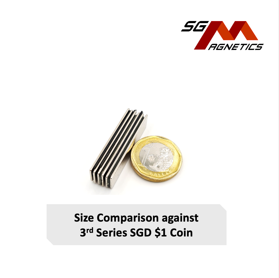 40x10x1mm (N50) - Neodymium Block Magnets - 6pcs