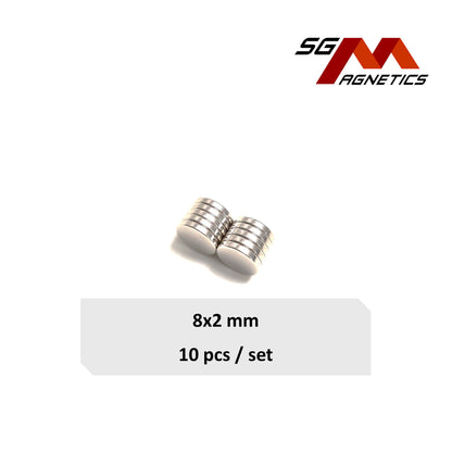 8x2mm N35 - Neodymium Disc Magnets - 10pcs