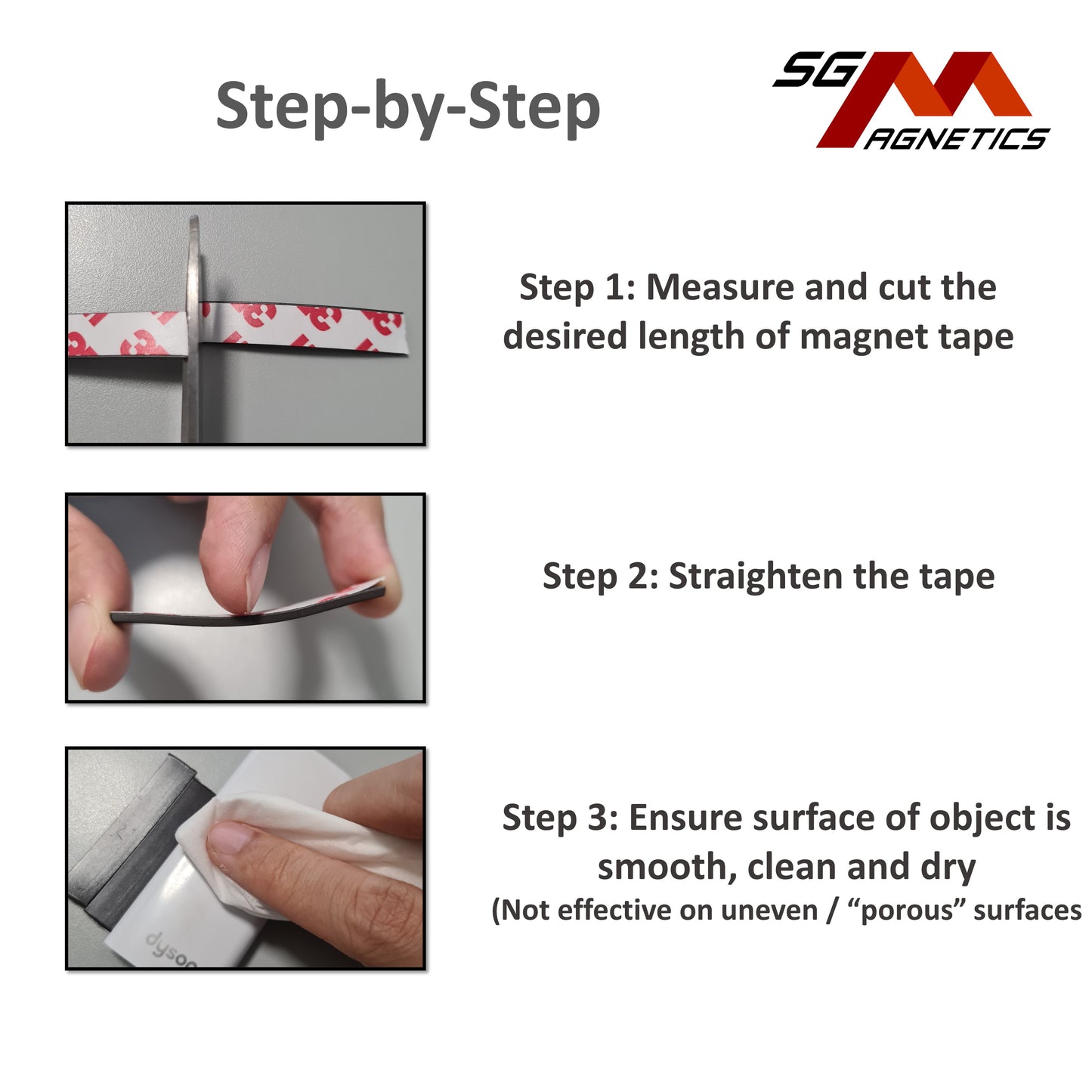 Sample 50x20x3mm Flexible Neodymium Magnetic Strip, Ver. P - 4pcs
