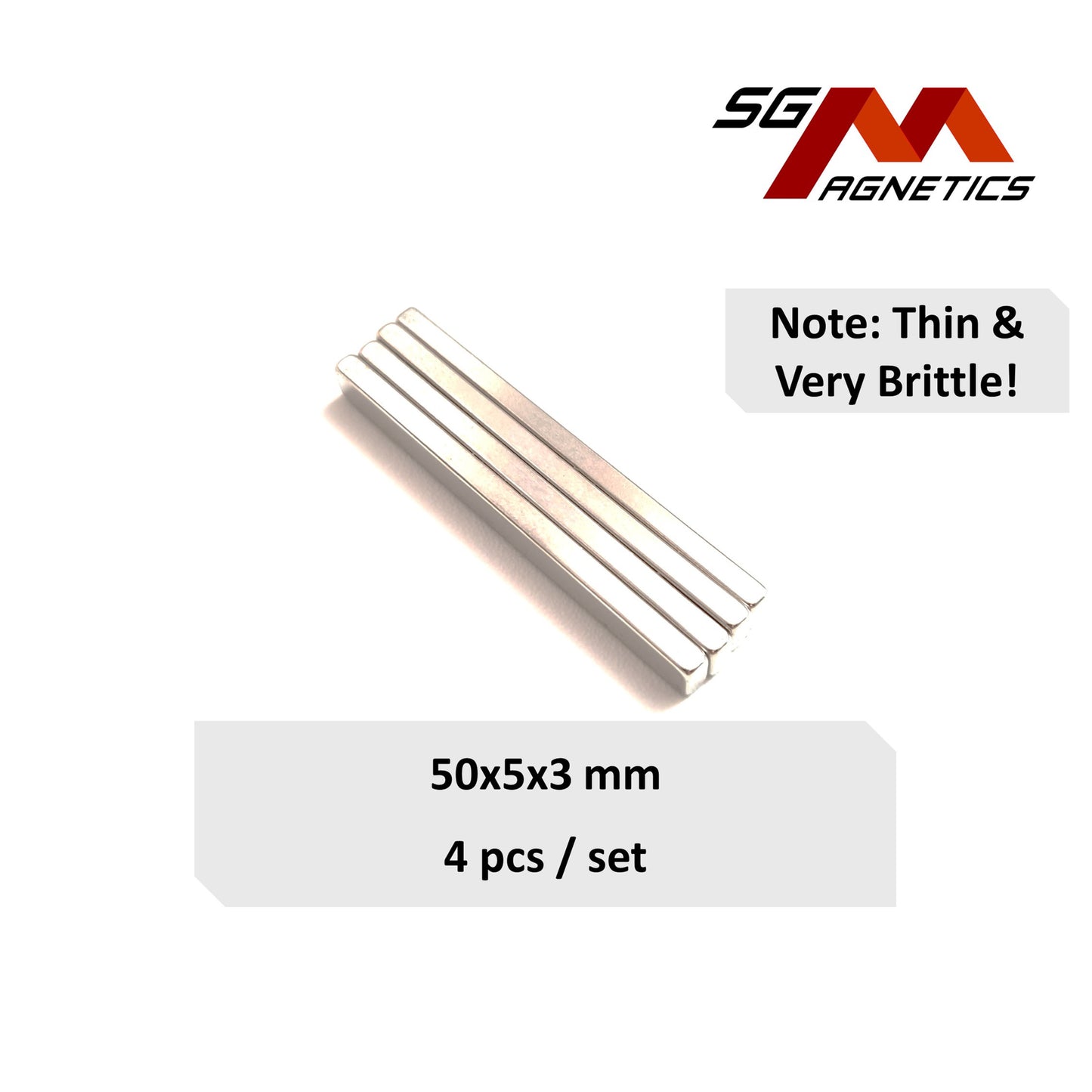 50x5x3mm N35 - Neodymium Block Magnets - 4pcs