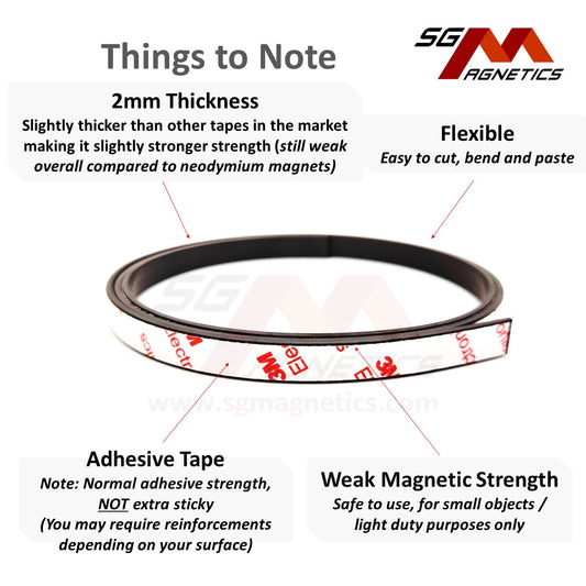 150mm Magnet Tape T2mm Ver. S2 with 3M Adhesive Flexible Magnetic Roll Str