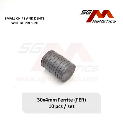 30*4mm - Ferrite Ceramic Disc Magnets - 10pcs