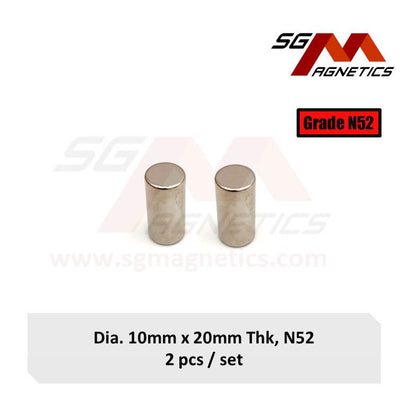 10x20mm N52 - Neodymium Disc Magnet - 2pcs