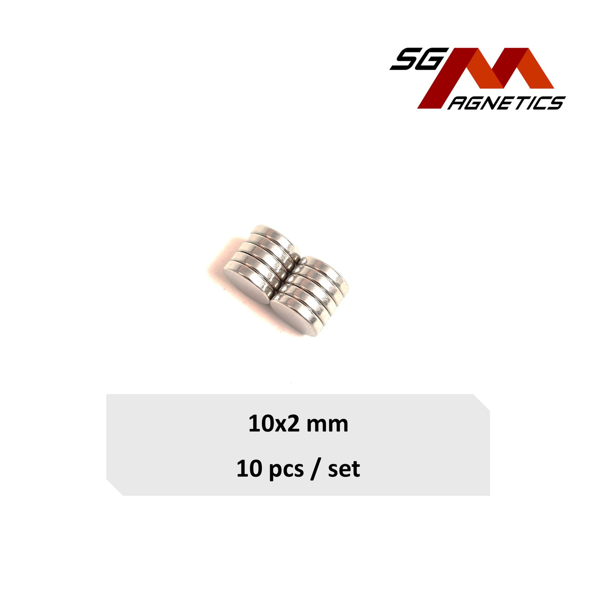 10x2mm N35 - Neodymium Disc Magnets - 10pcs