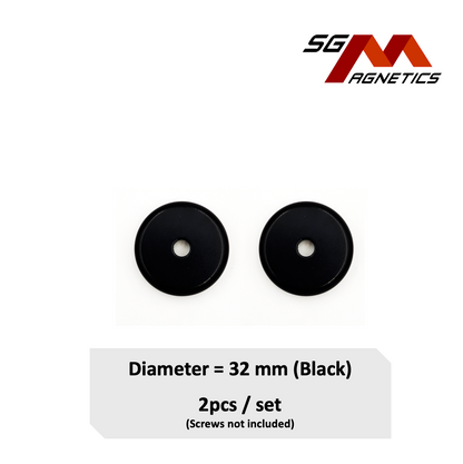 32mm Black Countersunk Pot SGNPA32 - Neodymium Magnet - 2pcs