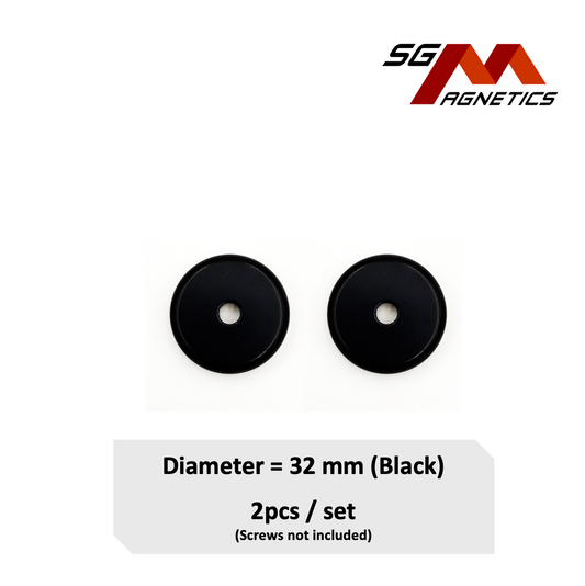 32mm Black Countersunk Pot SGNPA32 - Neodymium Magnet - 2pcs