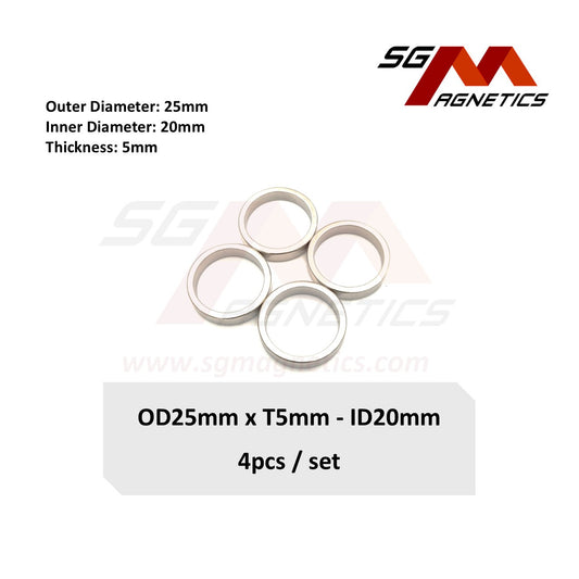 25x5-20mm - Neodymium Ring Magnets - 1piece