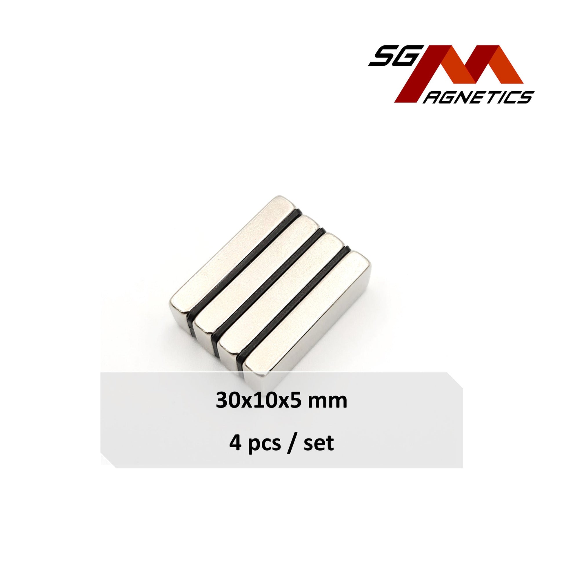 30x10x5mm N35 - Neodymium Block Magnets - 4pcs