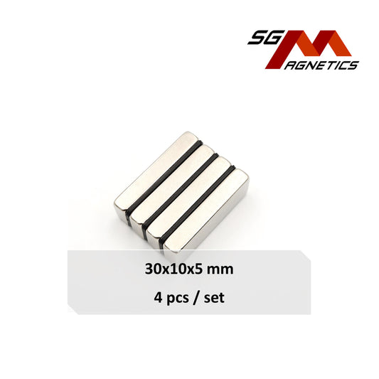 30x10x5mm N35 - Neodymium Block Magnets - 4pcs