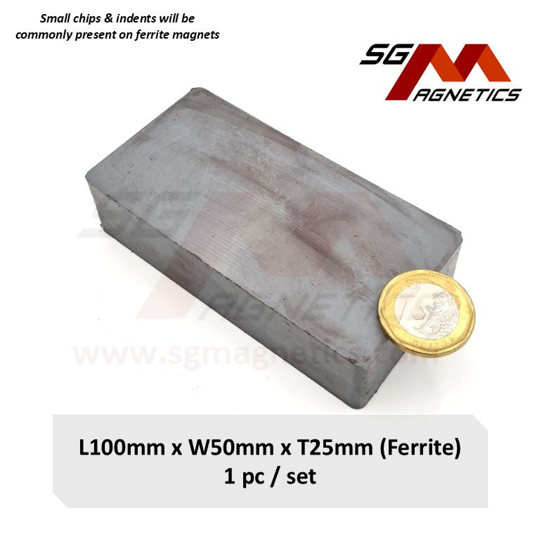 100*50*25mm - Ferrite Ceramic Block Magnets - 1pc