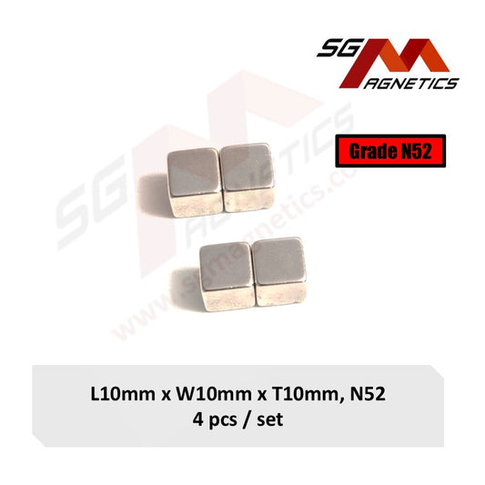 10x10x10mm N52 - Neodymium Block Magnets - 4pcs