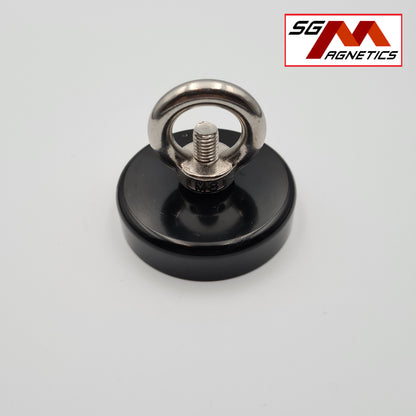 75mm Black Epoxy Coated Countersunk Fishing Pot SGNFA75 - Neodymium Magnet