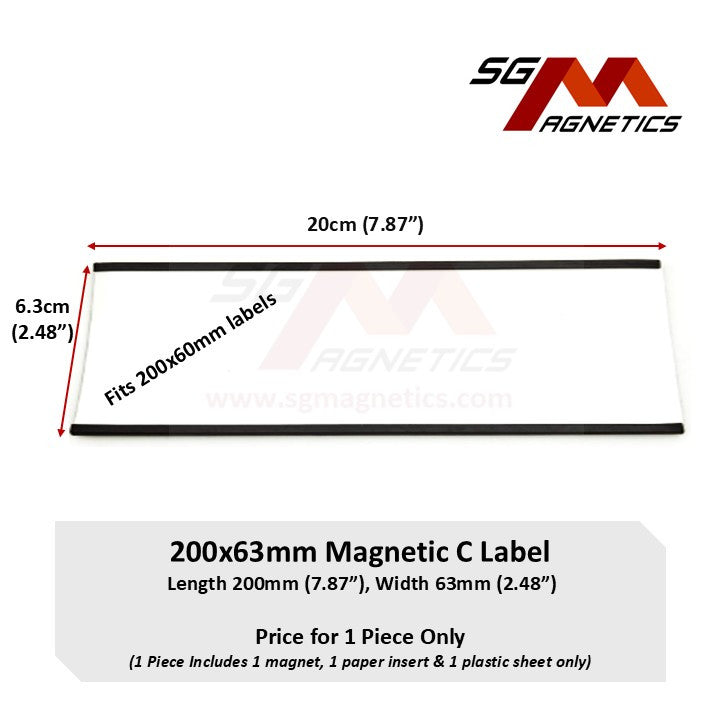200*63mm C-Profile Magnetic Label Data Card Holder Warehouse Rack Label - 1pc