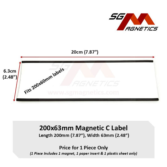 200*63mm C-Profile Magnetic Label Data Card Holder Warehouse Rack Label - 1pc
