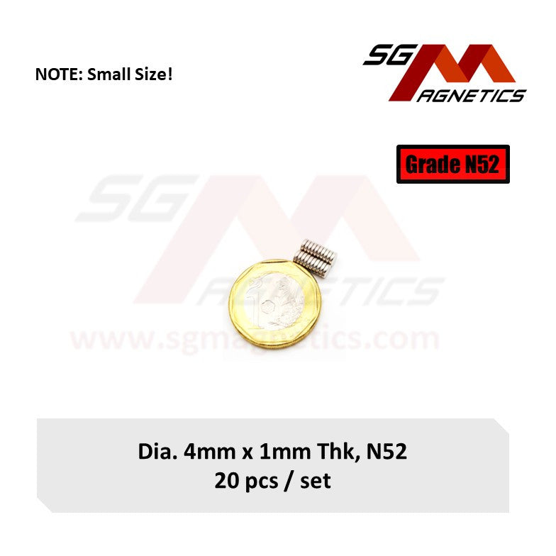 4x1mm N52 - Neodymium Disc Magnets - 20pcs